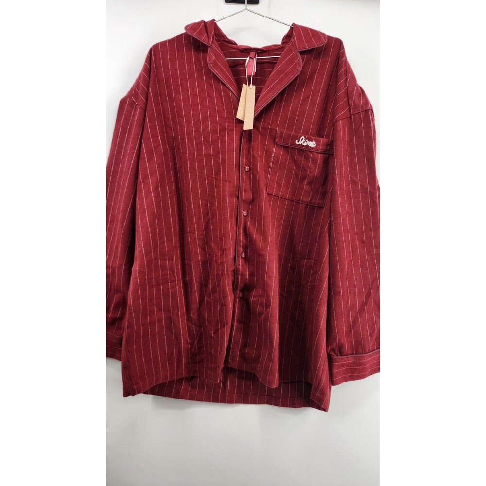 Skims Large‎ Elevated Flannel Sleep Set Merlot Stripe NWT